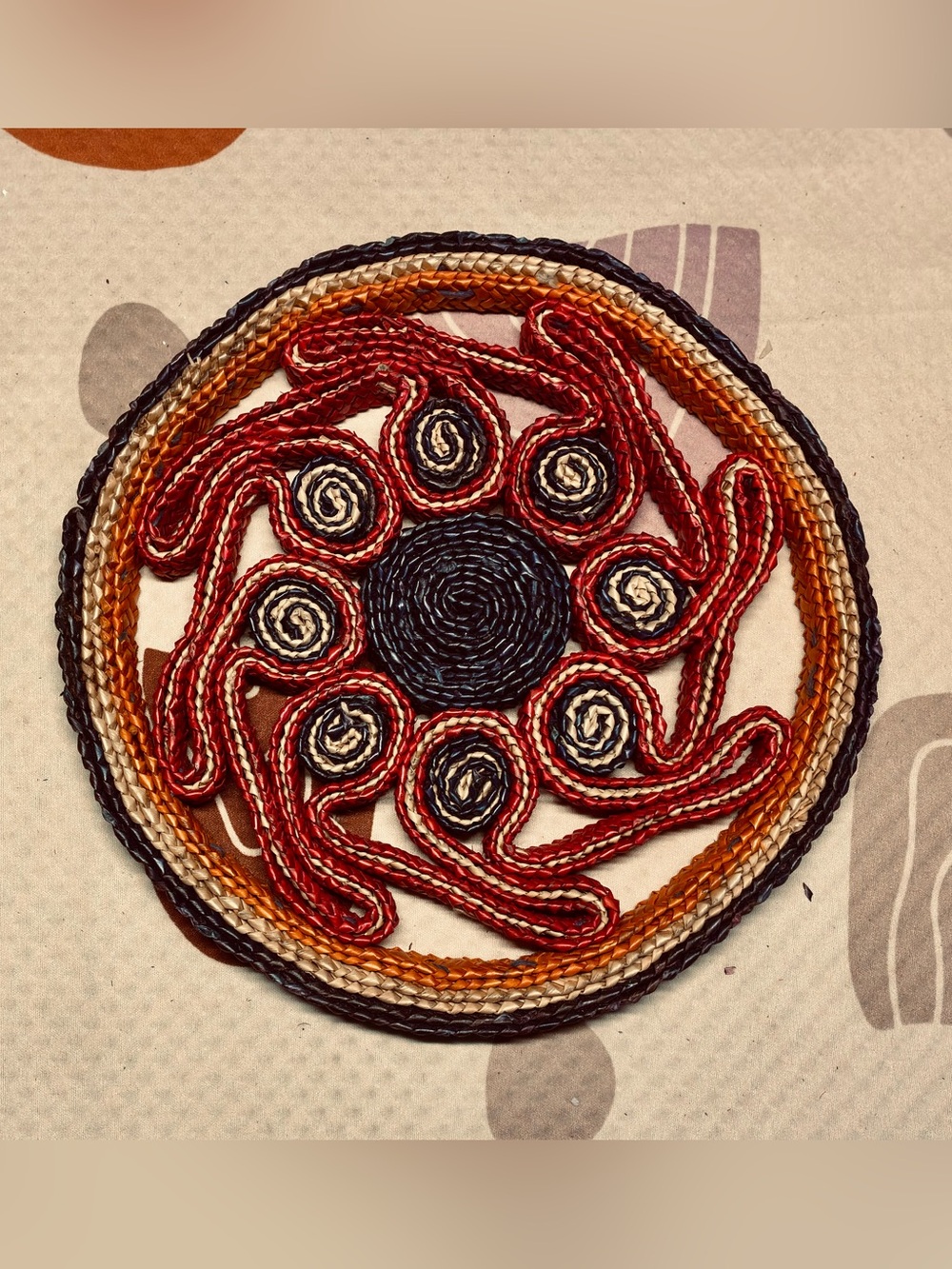Round Woven Raffia Hot Pad Trivet
